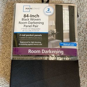 Black Woven Room Darkening Panel Pair